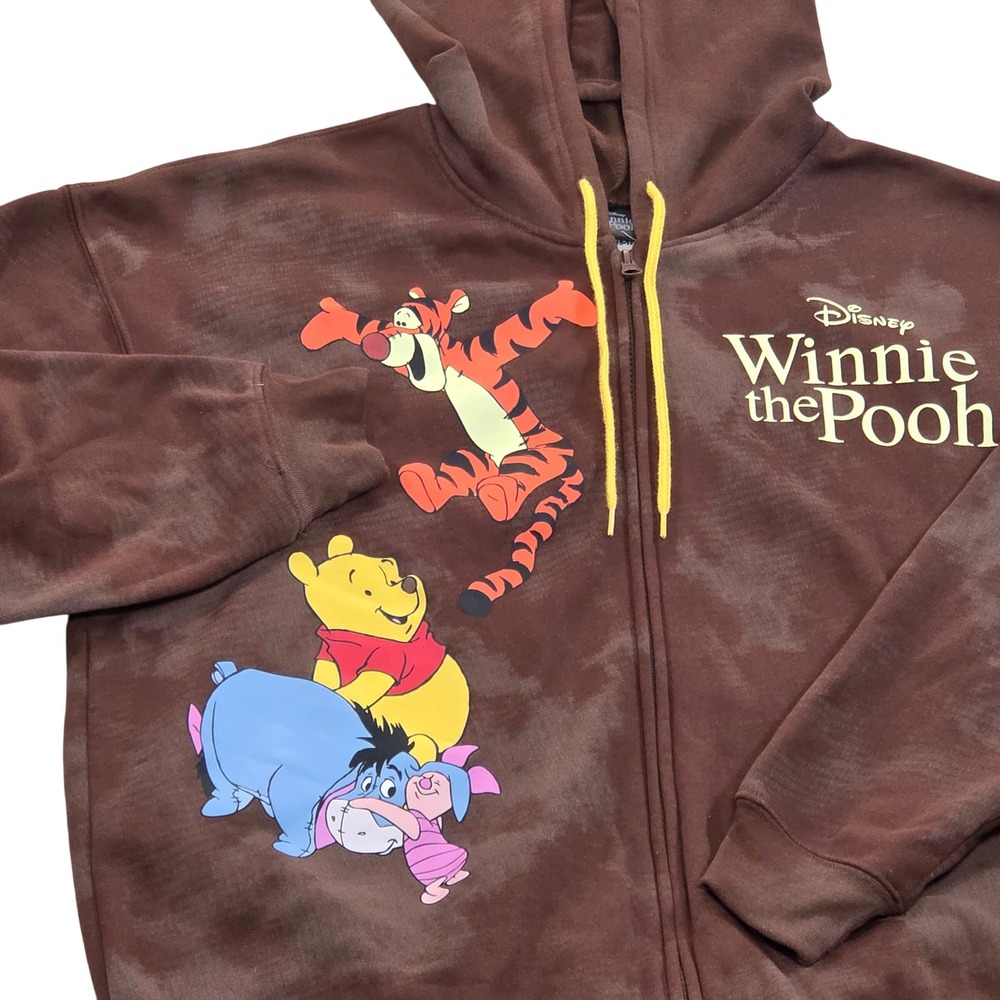 Disney Winnie the‎ Pooh Hoodie Full Zip Brown Youth XL Unisex